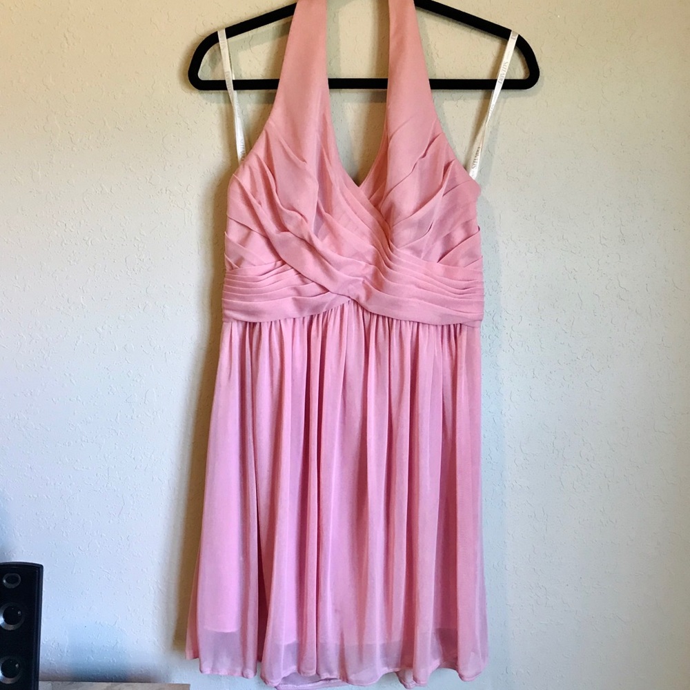 David's Bridal Size 12 Soft Pink Halter Dress Bridesmaids Midi